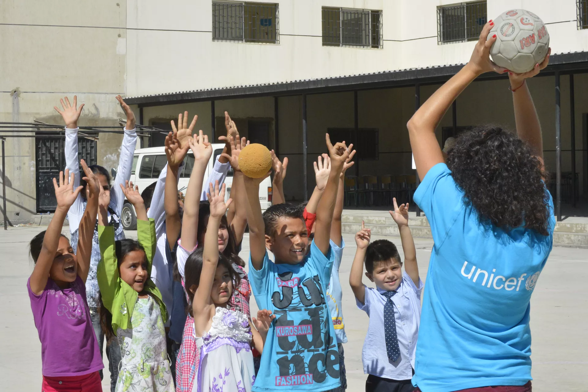 Refugee children in classroom